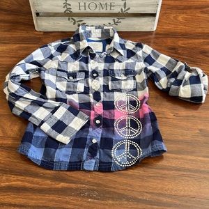Justice Flannel long sleeve collard shirt